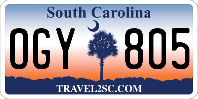 SC license plate OGY805