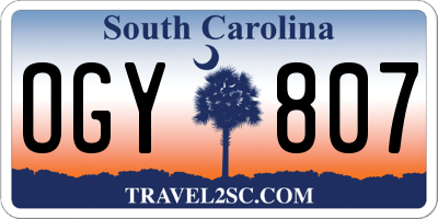 SC license plate OGY807