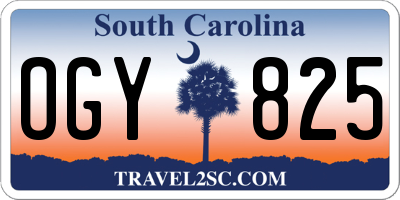 SC license plate OGY825