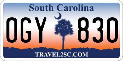 SC license plate OGY830