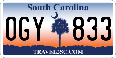 SC license plate OGY833