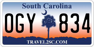 SC license plate OGY834