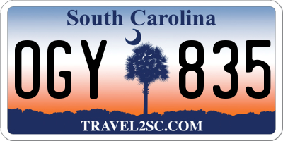 SC license plate OGY835