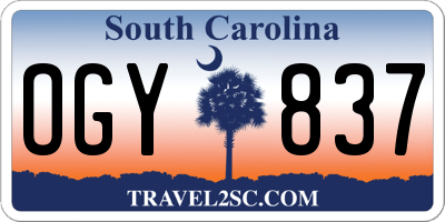 SC license plate OGY837