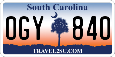 SC license plate OGY840