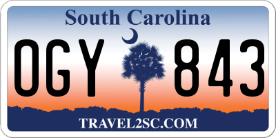 SC license plate OGY843