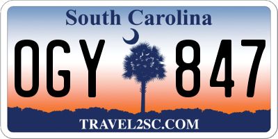 SC license plate OGY847