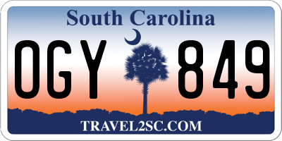 SC license plate OGY849