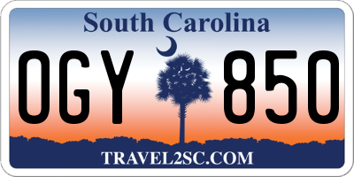 SC license plate OGY850