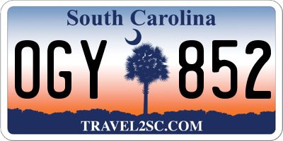 SC license plate OGY852