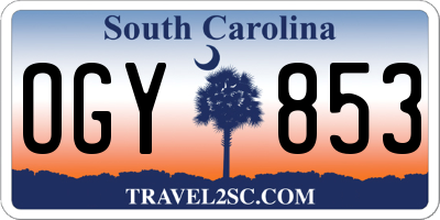 SC license plate OGY853