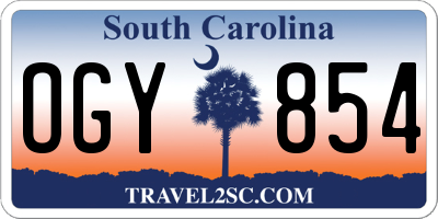 SC license plate OGY854