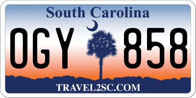 SC license plate OGY858