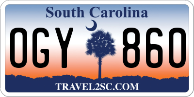 SC license plate OGY860