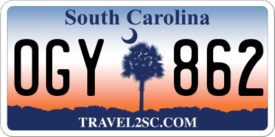 SC license plate OGY862