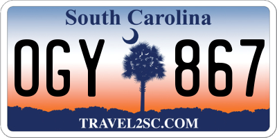 SC license plate OGY867