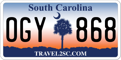 SC license plate OGY868