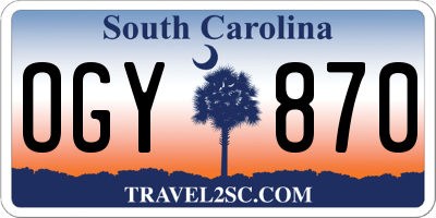 SC license plate OGY870