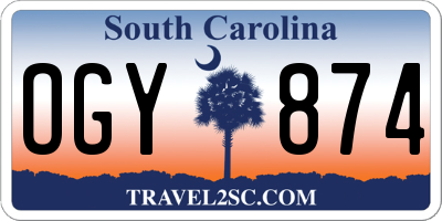 SC license plate OGY874