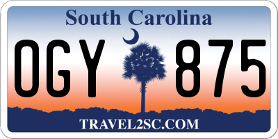 SC license plate OGY875