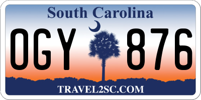 SC license plate OGY876