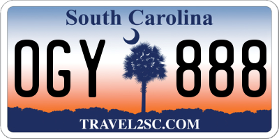 SC license plate OGY888