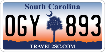 SC license plate OGY893