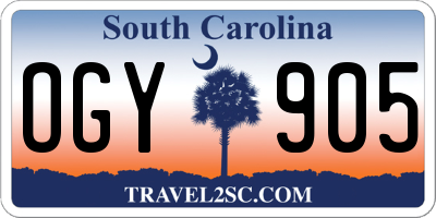 SC license plate OGY905