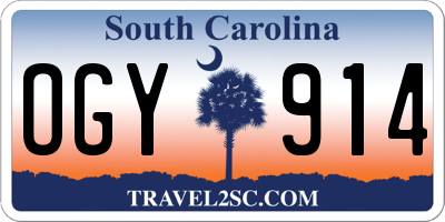 SC license plate OGY914