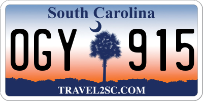SC license plate OGY915