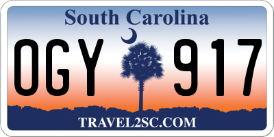 SC license plate OGY917
