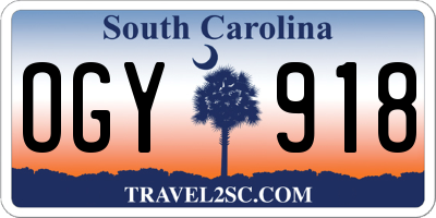 SC license plate OGY918