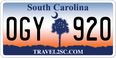 SC license plate OGY920