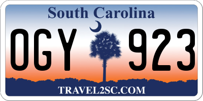 SC license plate OGY923