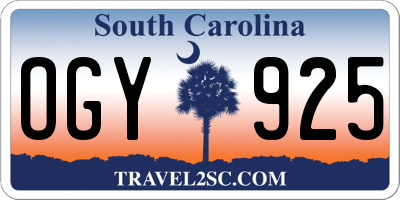 SC license plate OGY925