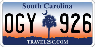 SC license plate OGY926