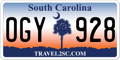 SC license plate OGY928