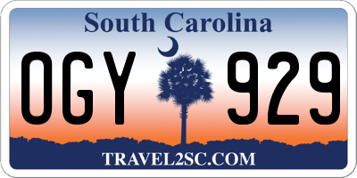 SC license plate OGY929