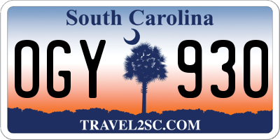 SC license plate OGY930