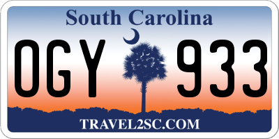 SC license plate OGY933