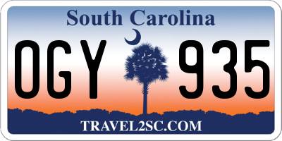 SC license plate OGY935