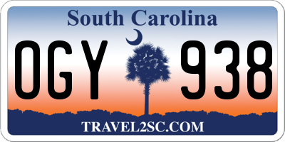 SC license plate OGY938