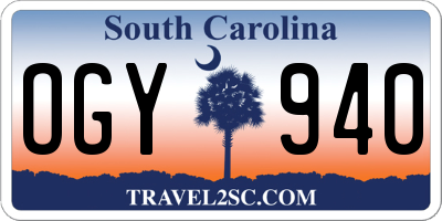 SC license plate OGY940