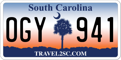 SC license plate OGY941