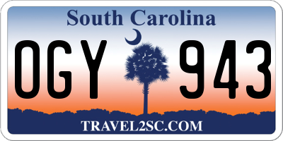 SC license plate OGY943