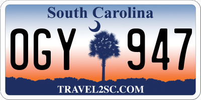 SC license plate OGY947