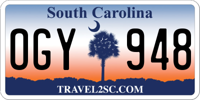 SC license plate OGY948