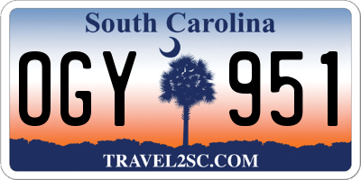 SC license plate OGY951
