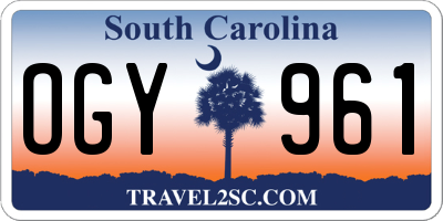 SC license plate OGY961
