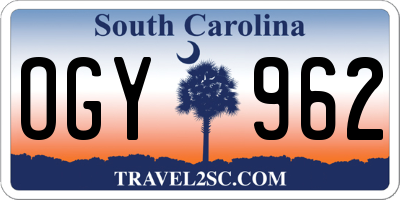 SC license plate OGY962